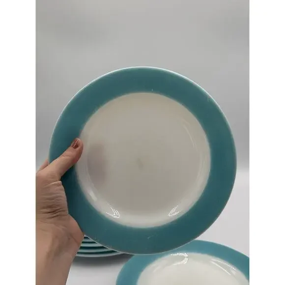 12 Pyrex Vintage Milk Glass Plates Teal Aqua Blue Dinnerware 6 Small 6 Large